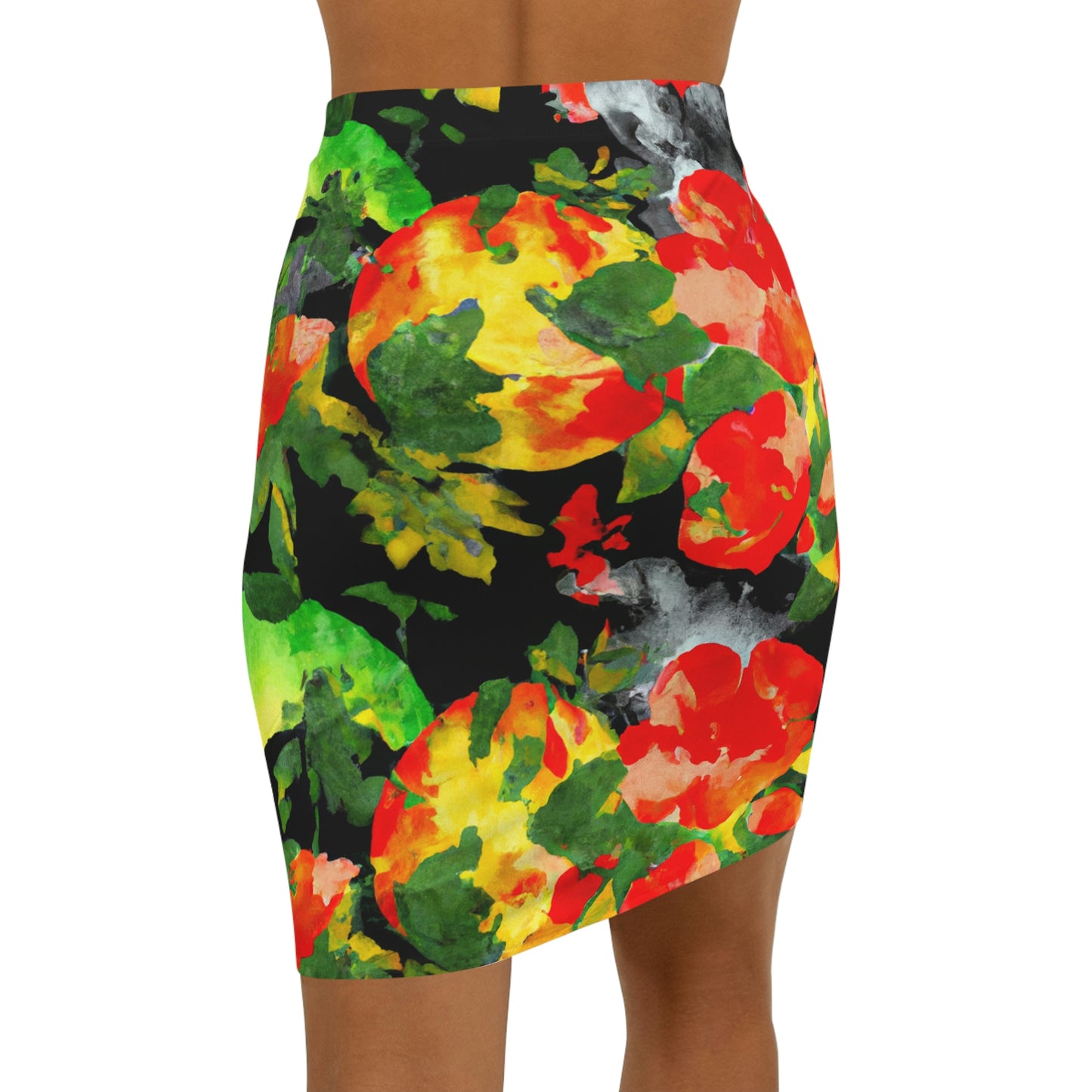 Peach Tree Watercolor - AI Art - Women's Mini Skirt