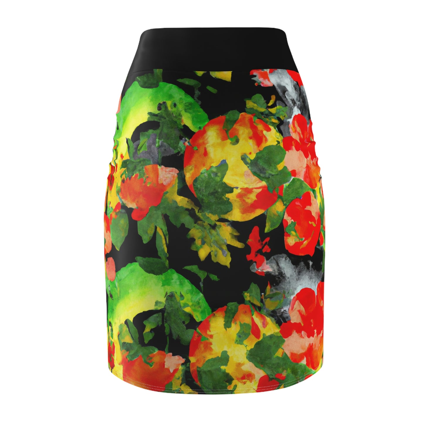 Peach Tree Watercolor - AI Art - Women's Pencil Skirt