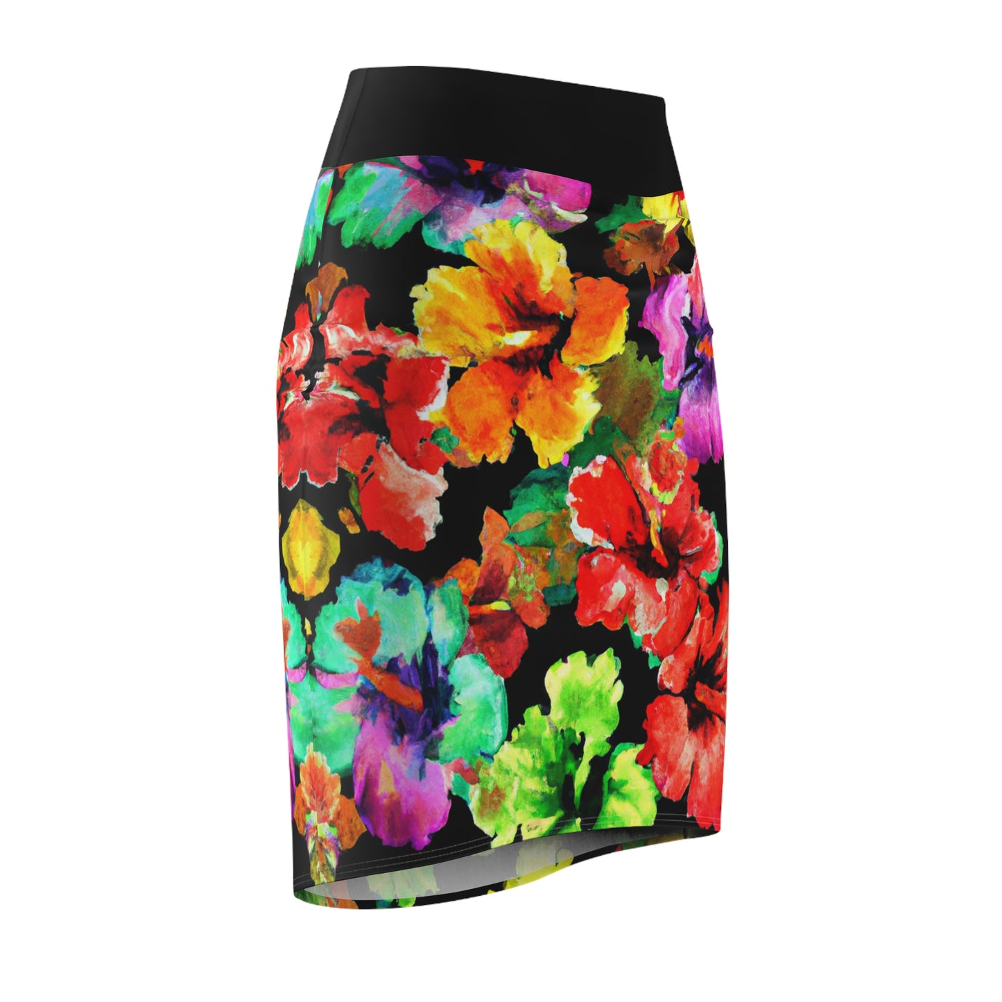 Hibiscus Watercolor 1 - AI Art - Women's Pencil Skirt