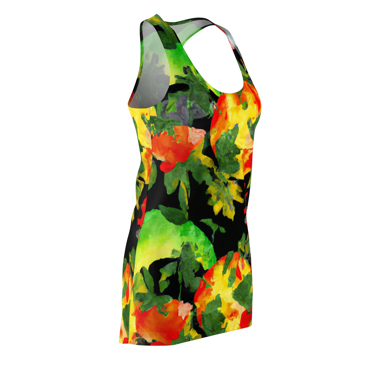 Peach Tree Watercolor - AI Art - Women's Cut & Sew Racerback Dress