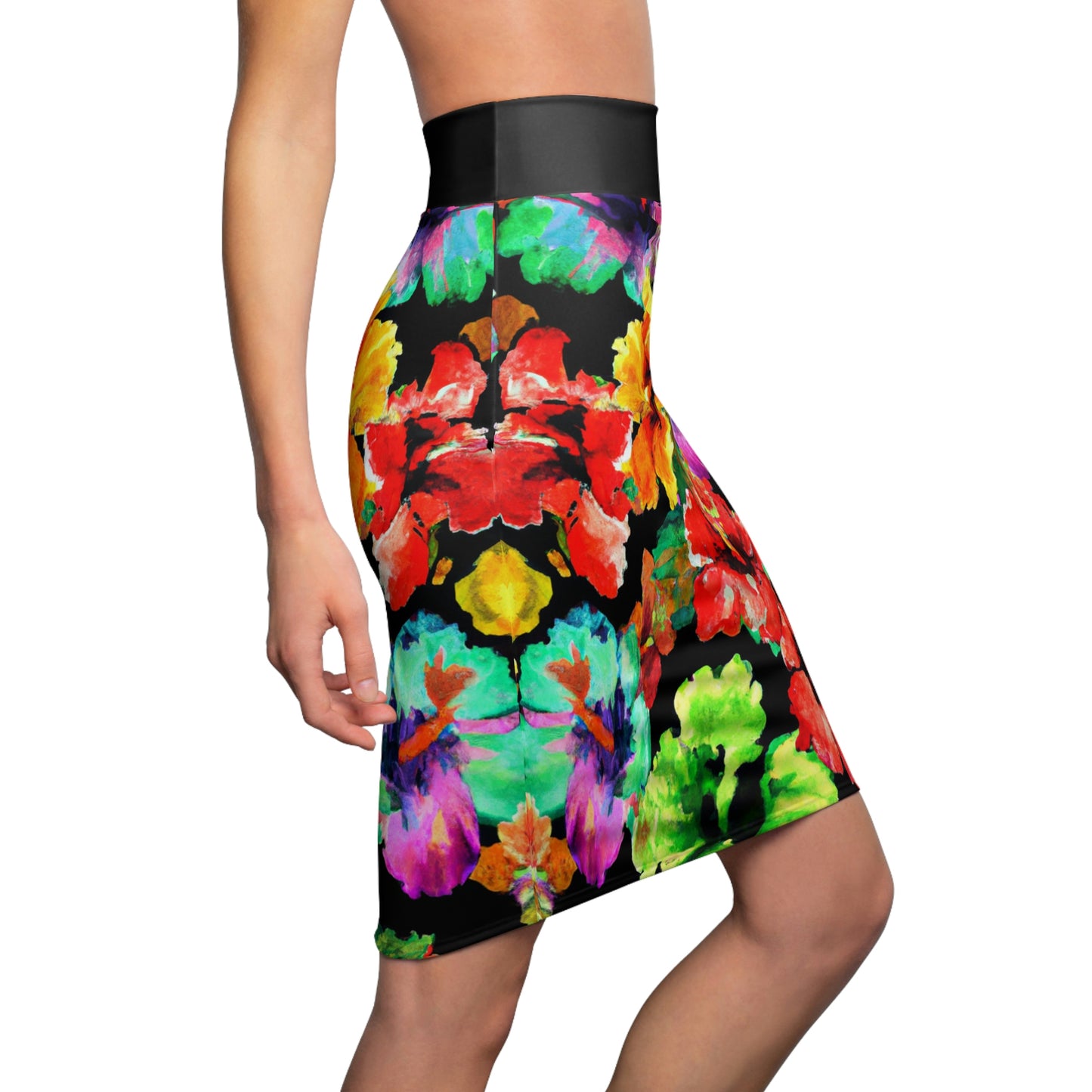 Hibiscus Watercolor 1 - AI Art - Women's Pencil Skirt