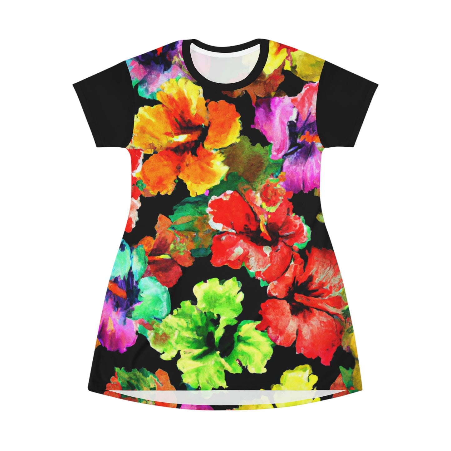 Hibiscus Watercolor 1 - AI Art - T-Shirt Dress