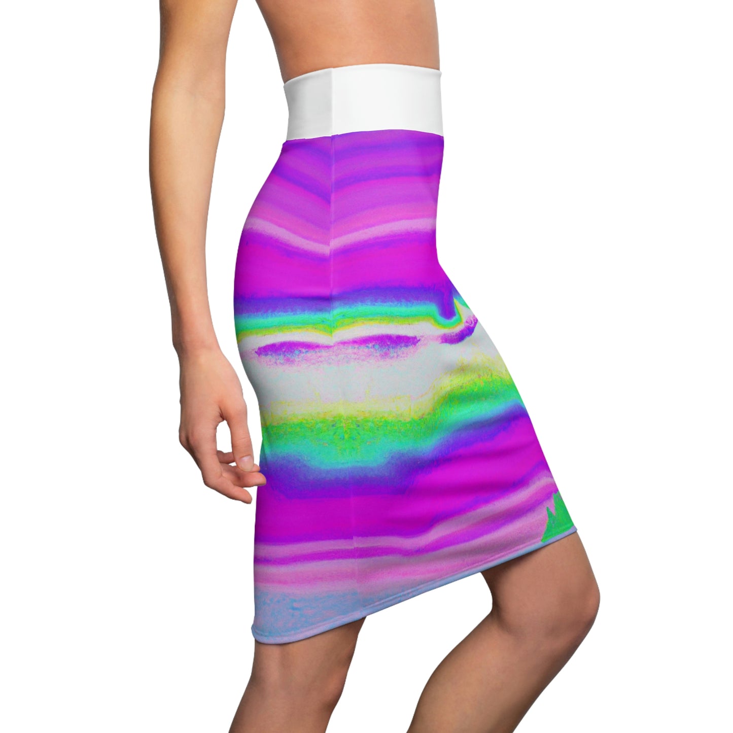 Hyperwave Island (Surfer Style) - AI Art - Women's Pencil Skirt