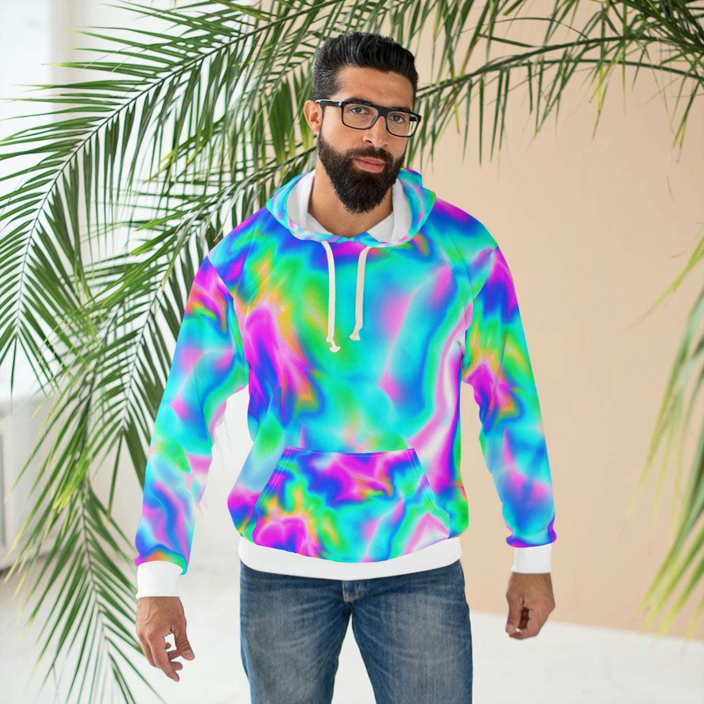 Hyperwave Tie-Dye 1 - AI Art -  Pullover Hoodie Sweatshirt