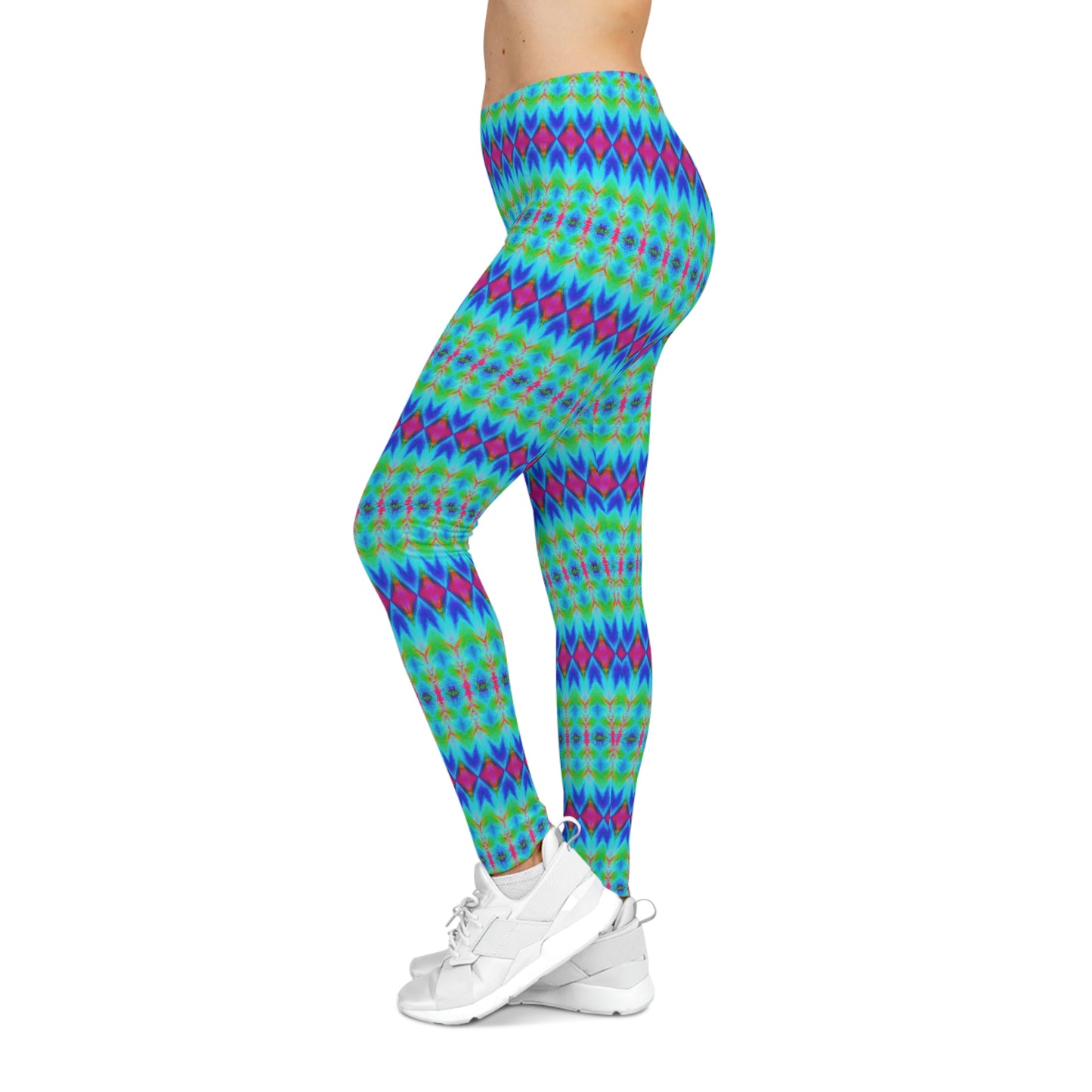 Argyle Tie-Dye - AI Art - Women's Casual Yoga Leggings