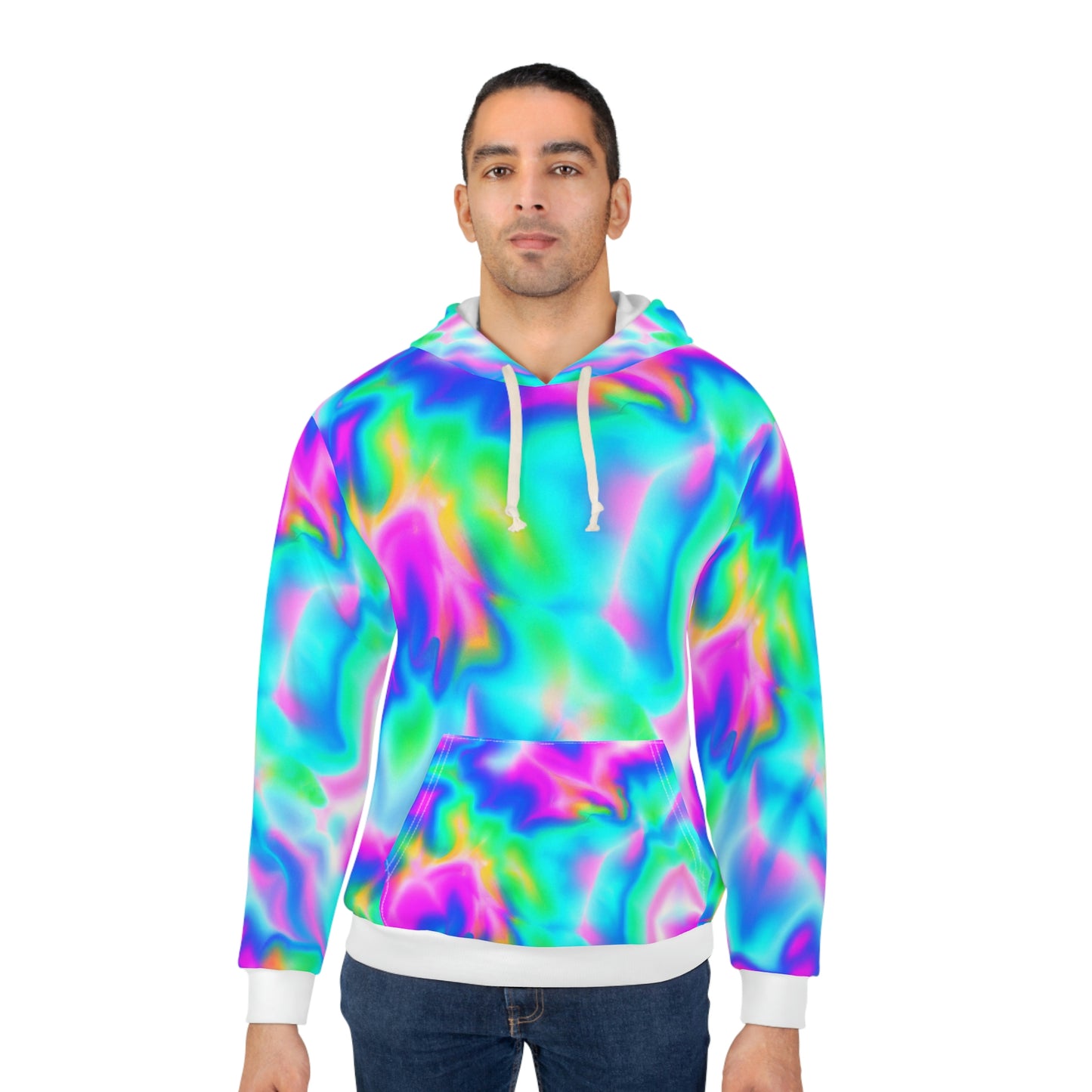 Hyperwave Tie-Dye 1 - AI Art -  Pullover Hoodie Sweatshirt