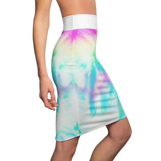 Hyperwave Pastel - AI Art - Women's Pencil Skirt