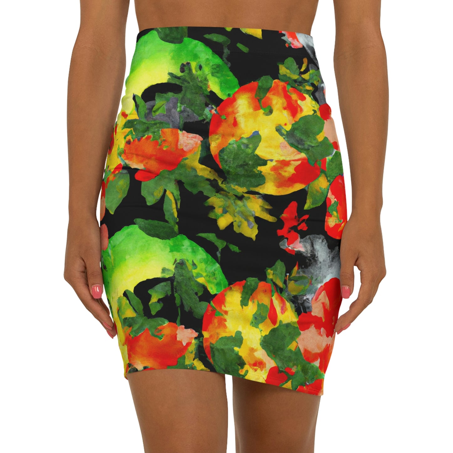 Peach Tree Watercolor - AI Art - Women's Mini Skirt