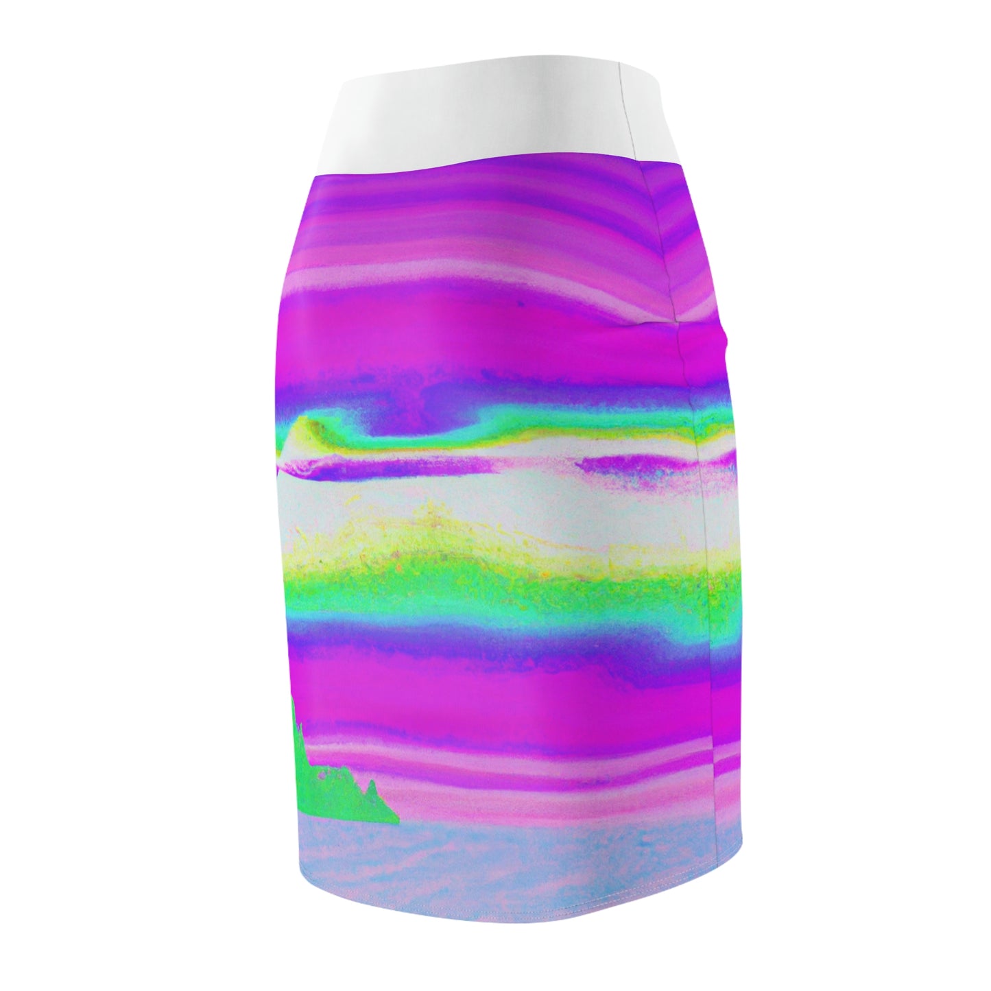 Hyperwave Island (Surfer Style) - AI Art - Women's Pencil Skirt