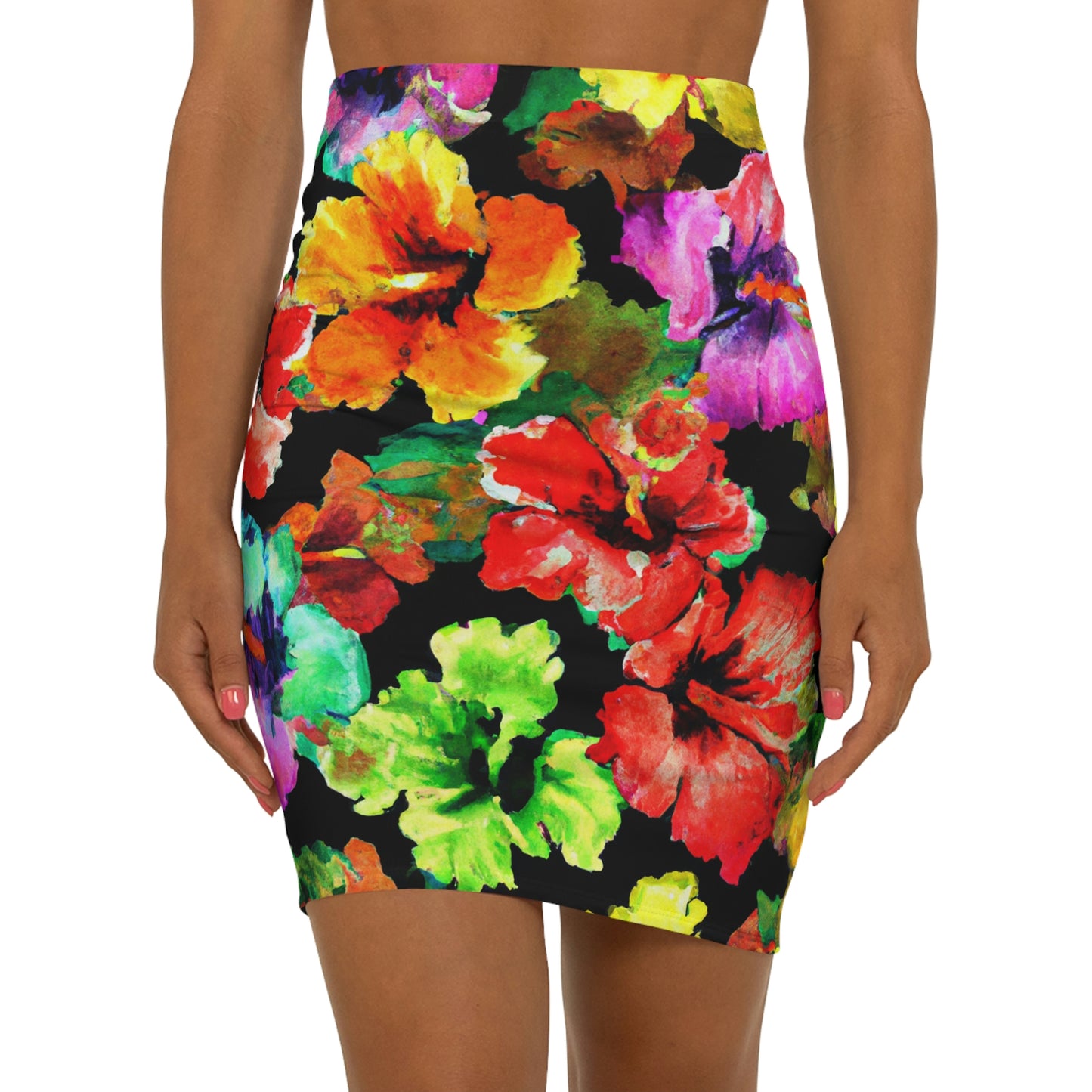 Hibiscus Watercolor 1 - AI Art - Women's Mini Skirt