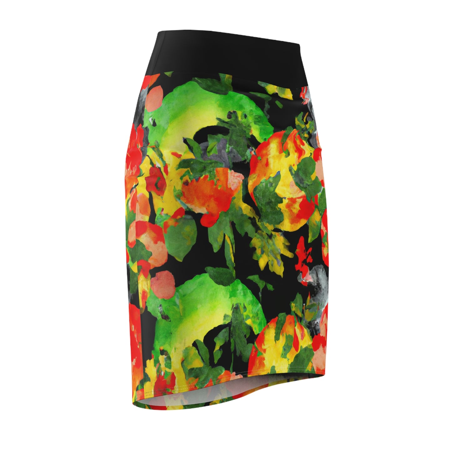 Peach Tree Watercolor - AI Art - Women's Pencil Skirt