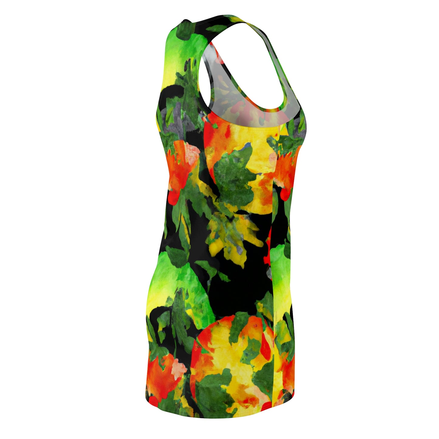 Peach Tree Watercolor - AI Art - Women's Cut & Sew Racerback Dress