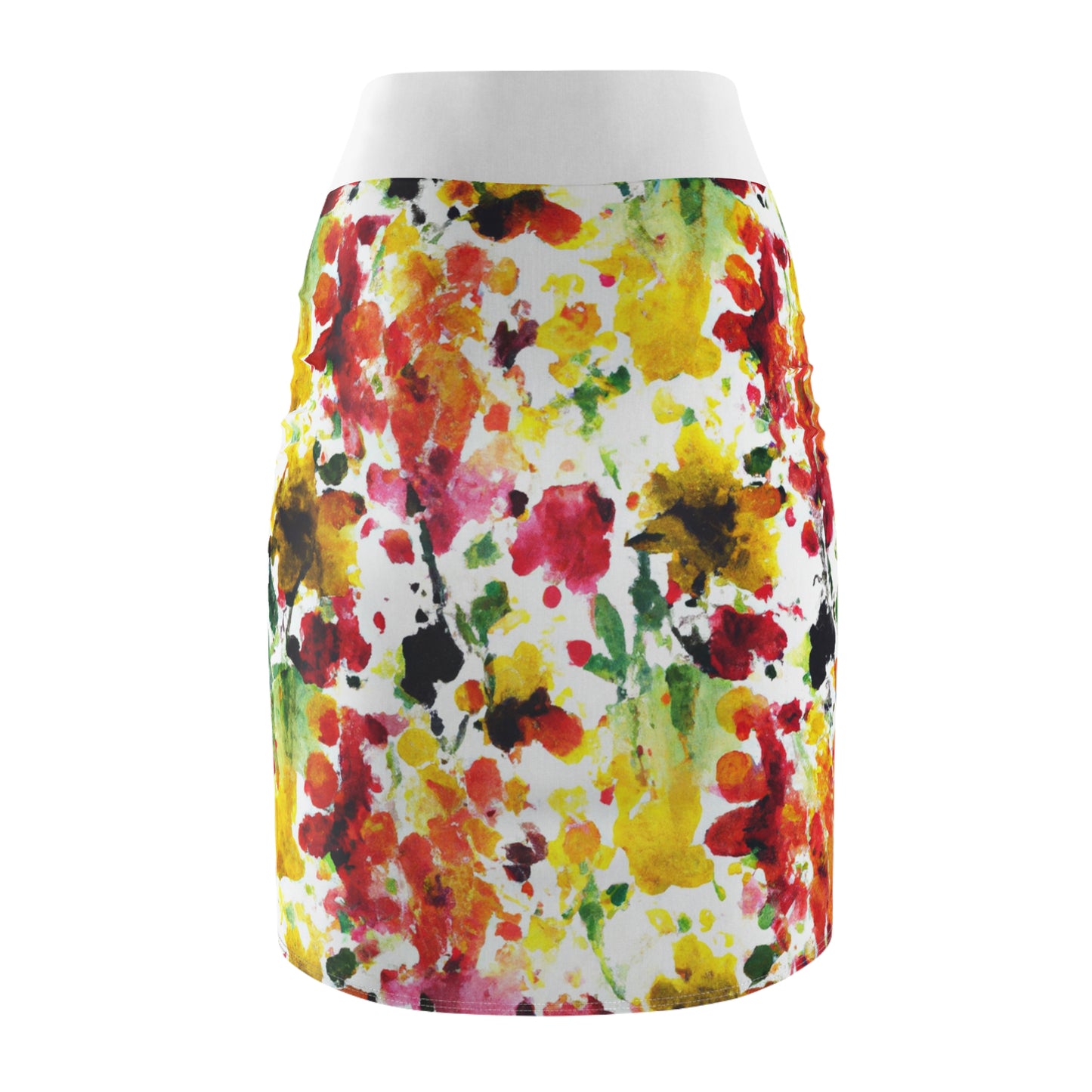 Floral Watercolor (RGYB) - AI Art - Women's Pencil Skirt