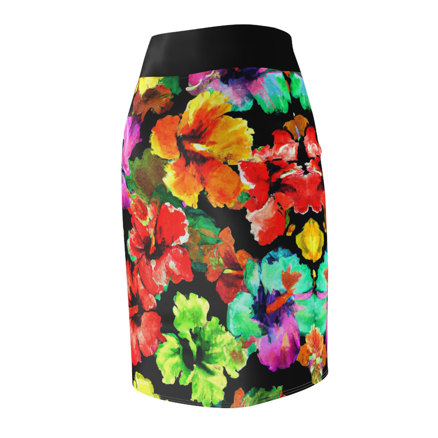 Hibiscus Watercolor 1 - AI Art - Women's Pencil Skirt