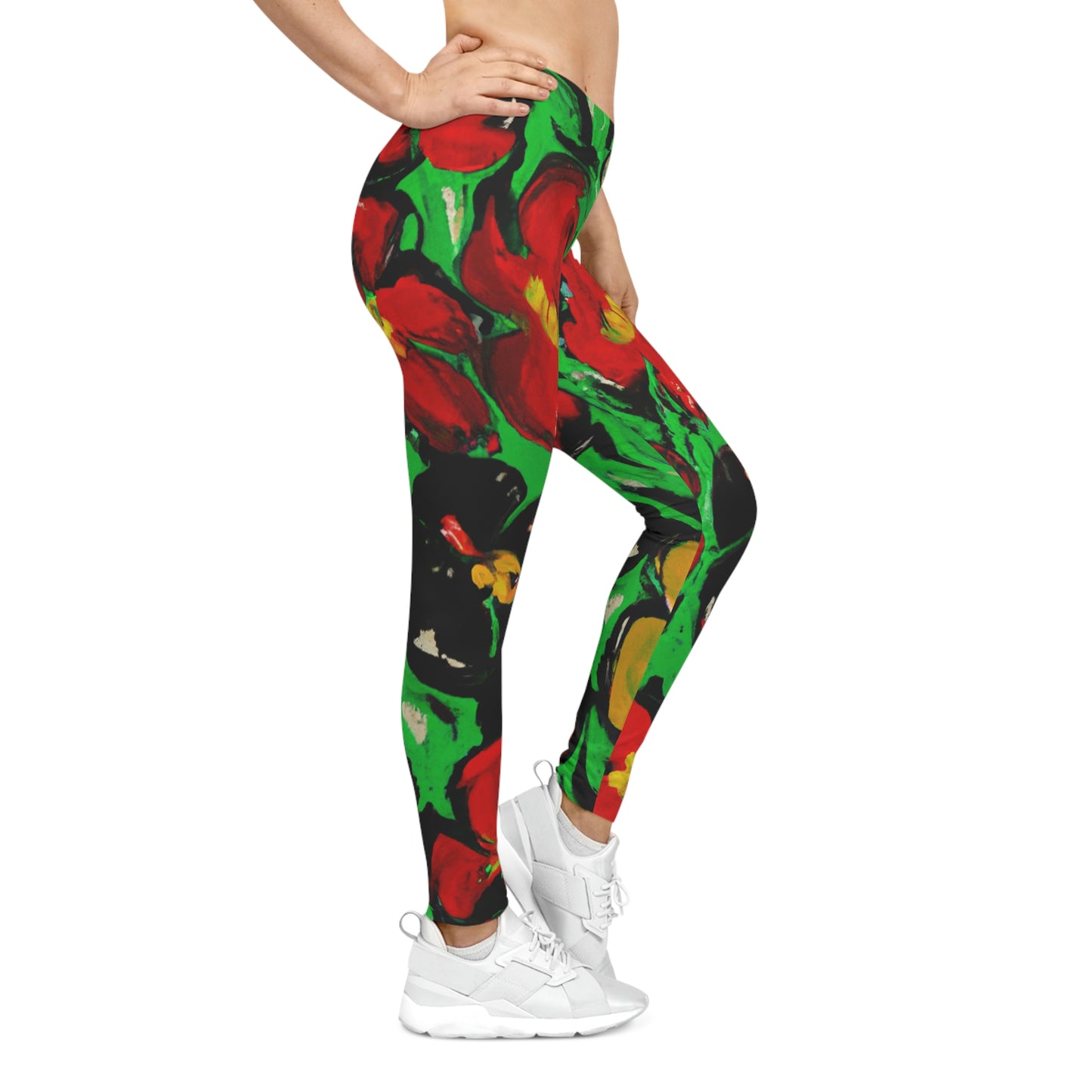 Floral Acrylic 1 - AI Art - Women's Yoga Casual Leggings