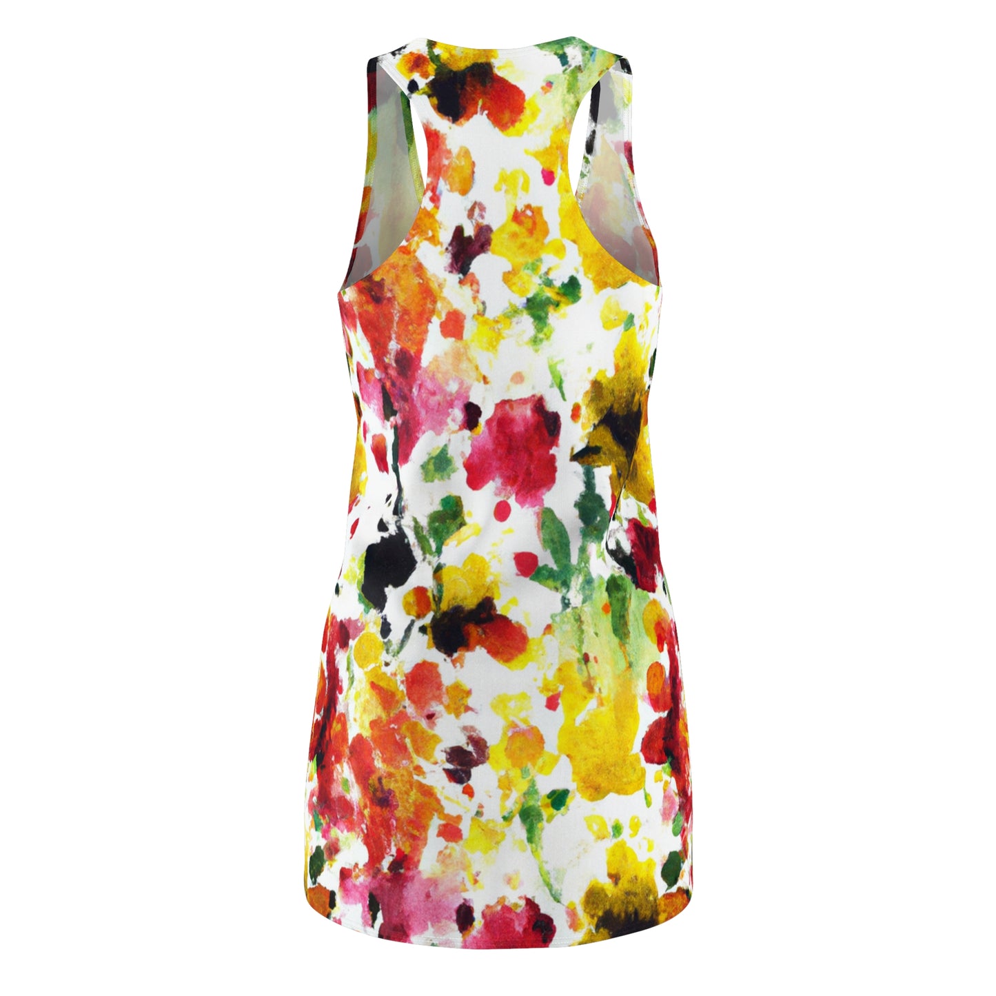 Floral Watercolor (RGYB) - AI Art - Women's Cut & Sew Racerback Dress