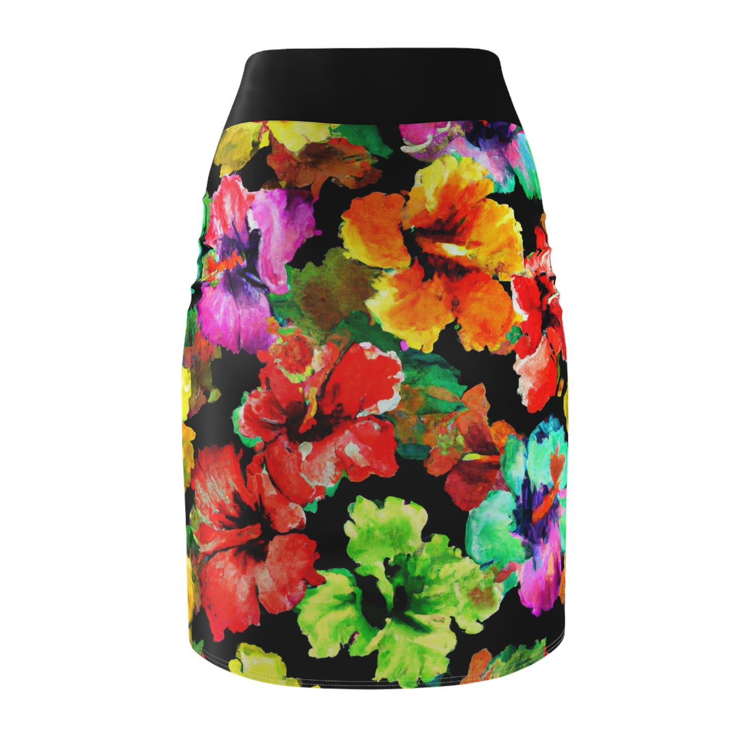 Hibiscus Watercolor 1 - AI Art - Women's Pencil Skirt