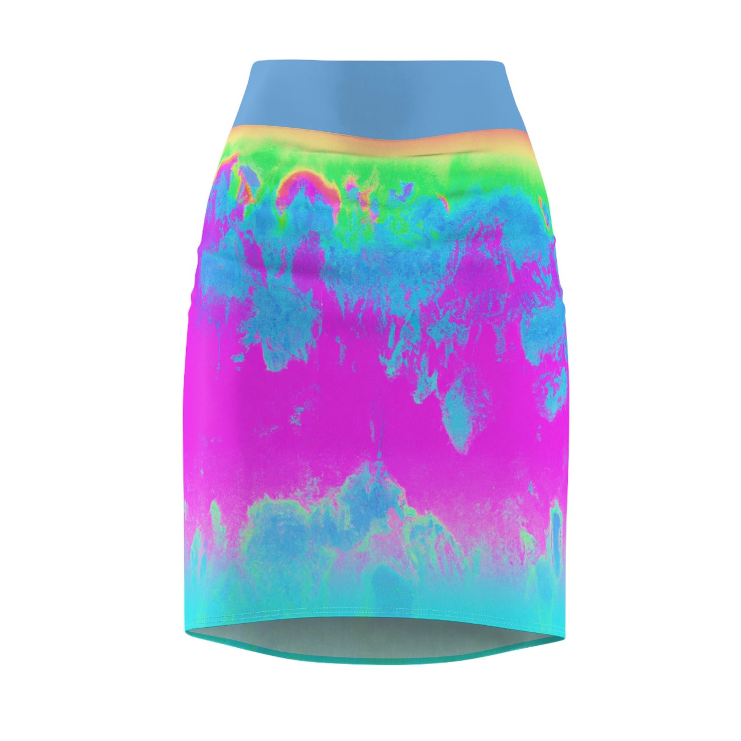 Hyperwave Pink/Blue/Green - AI Art - Women's Pencil Skirt