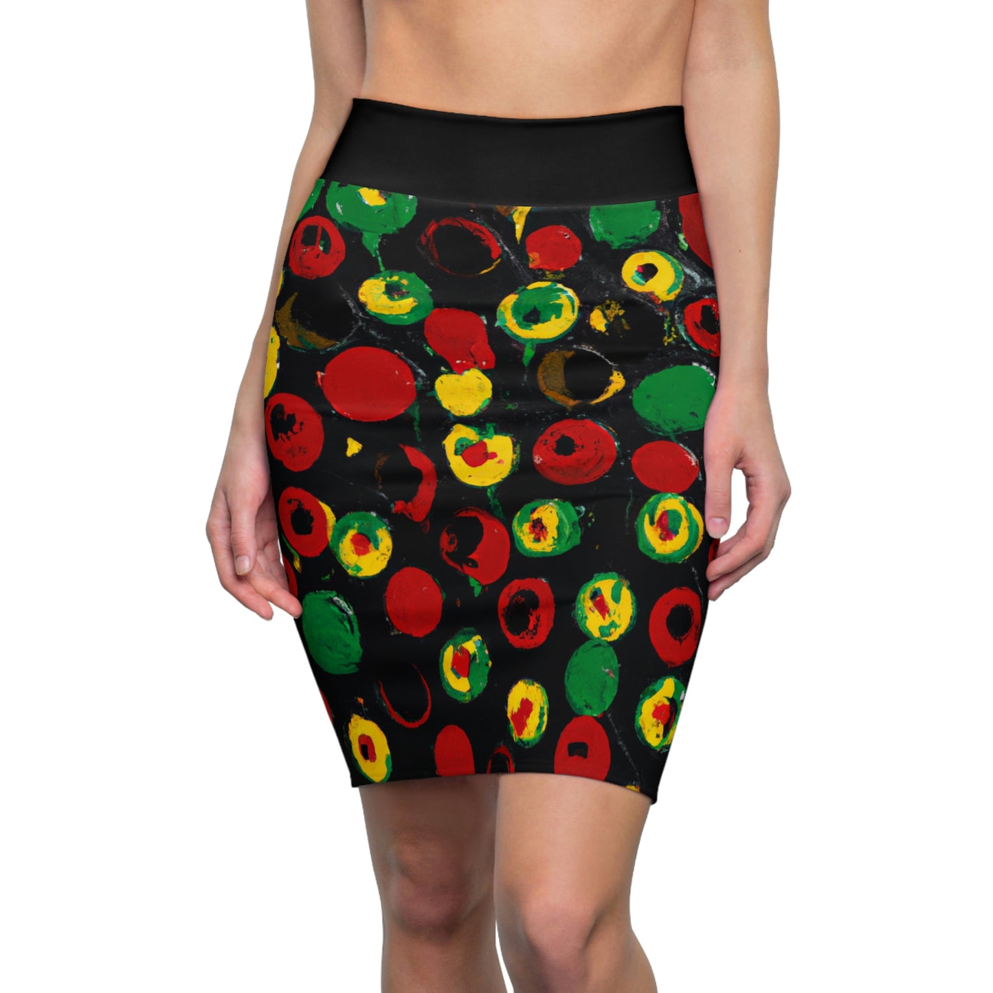 Polka Dot Acrylic Paint - AI Art - Women's Pencil Skirt