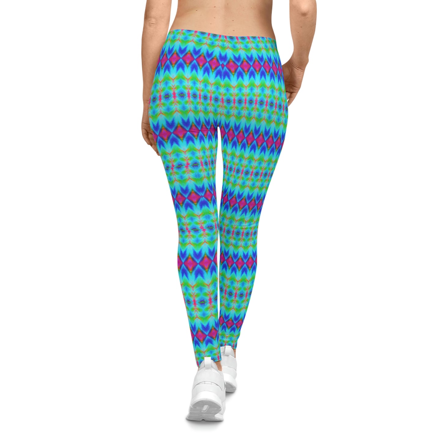 Argyle Tie-Dye - AI Art - Women's Casual Yoga Leggings