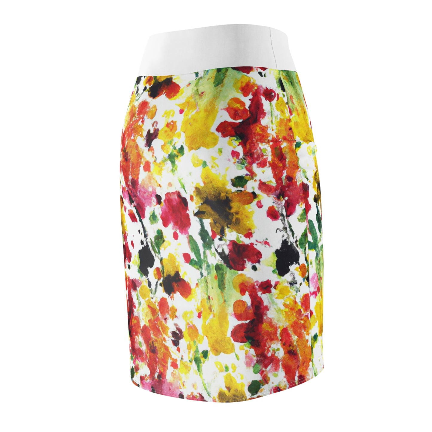 Floral Watercolor (RGYB) - AI Art - Women's Pencil Skirt