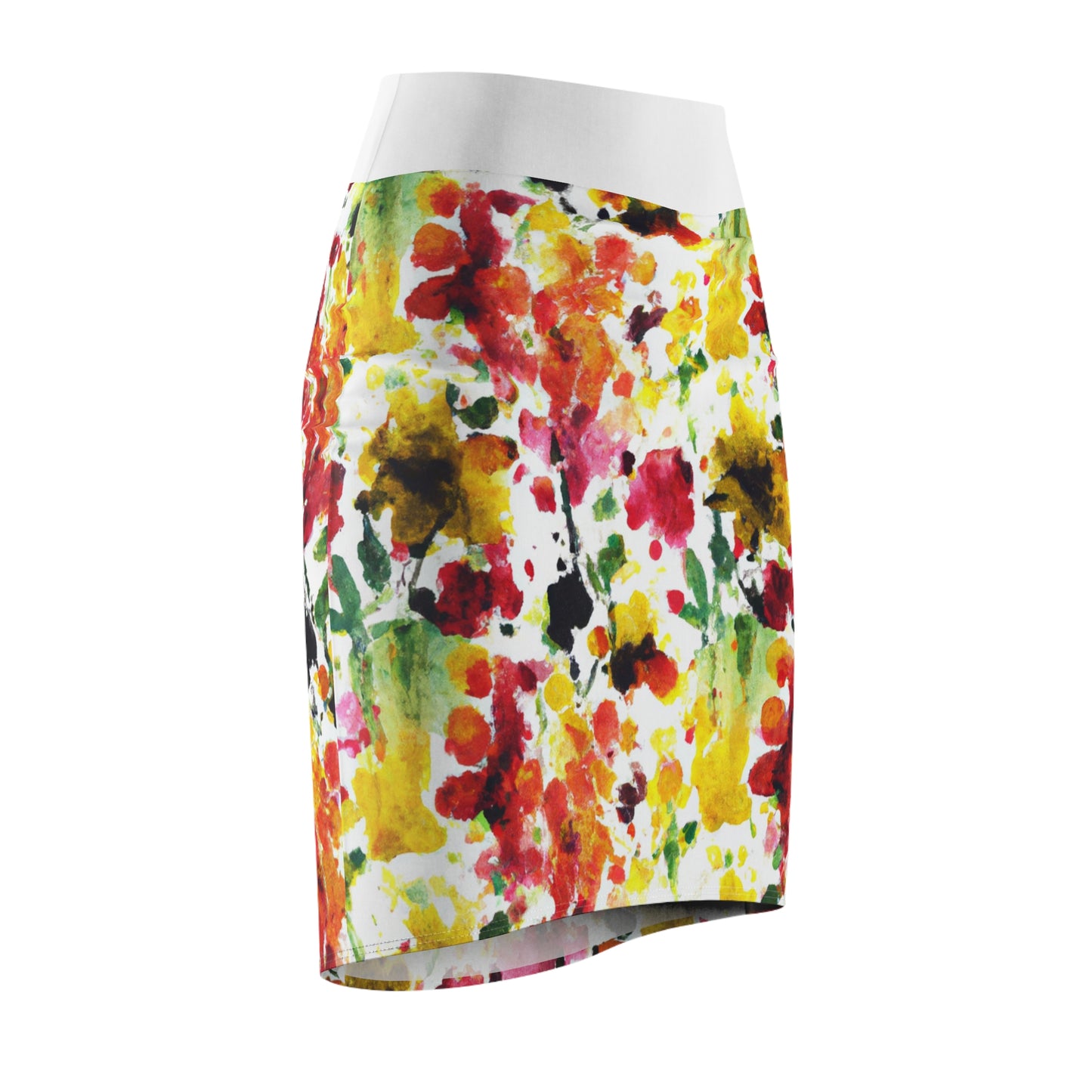 Floral Watercolor (RGYB) - AI Art - Women's Pencil Skirt