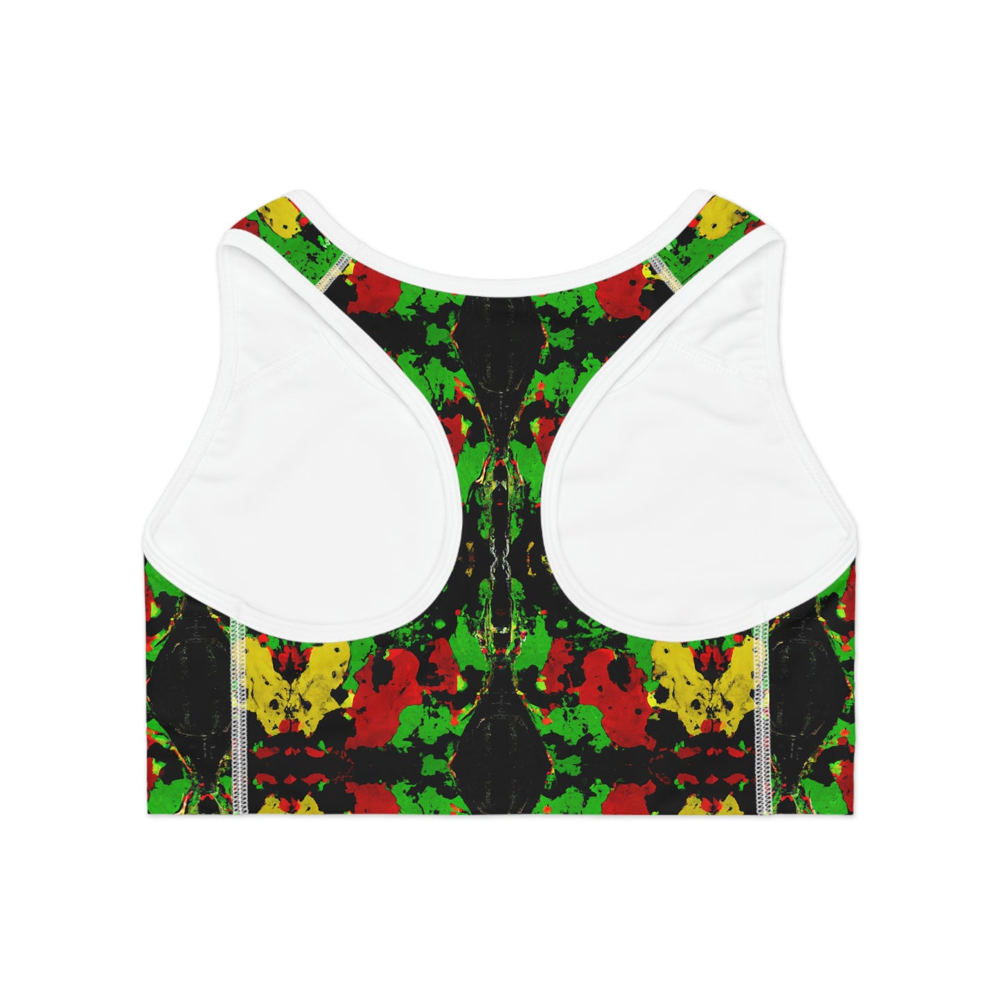 Rasta Paint Splatter Symmetry - AI Art - Sports Bra