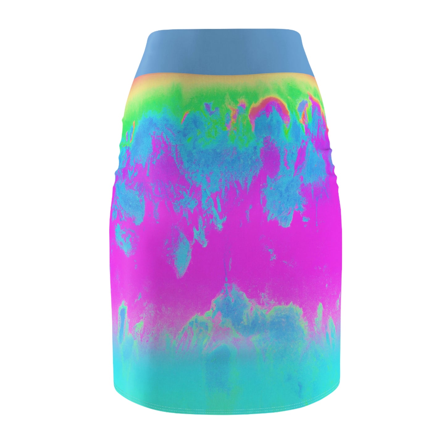 Hyperwave Pink/Blue/Green - AI Art - Women's Pencil Skirt