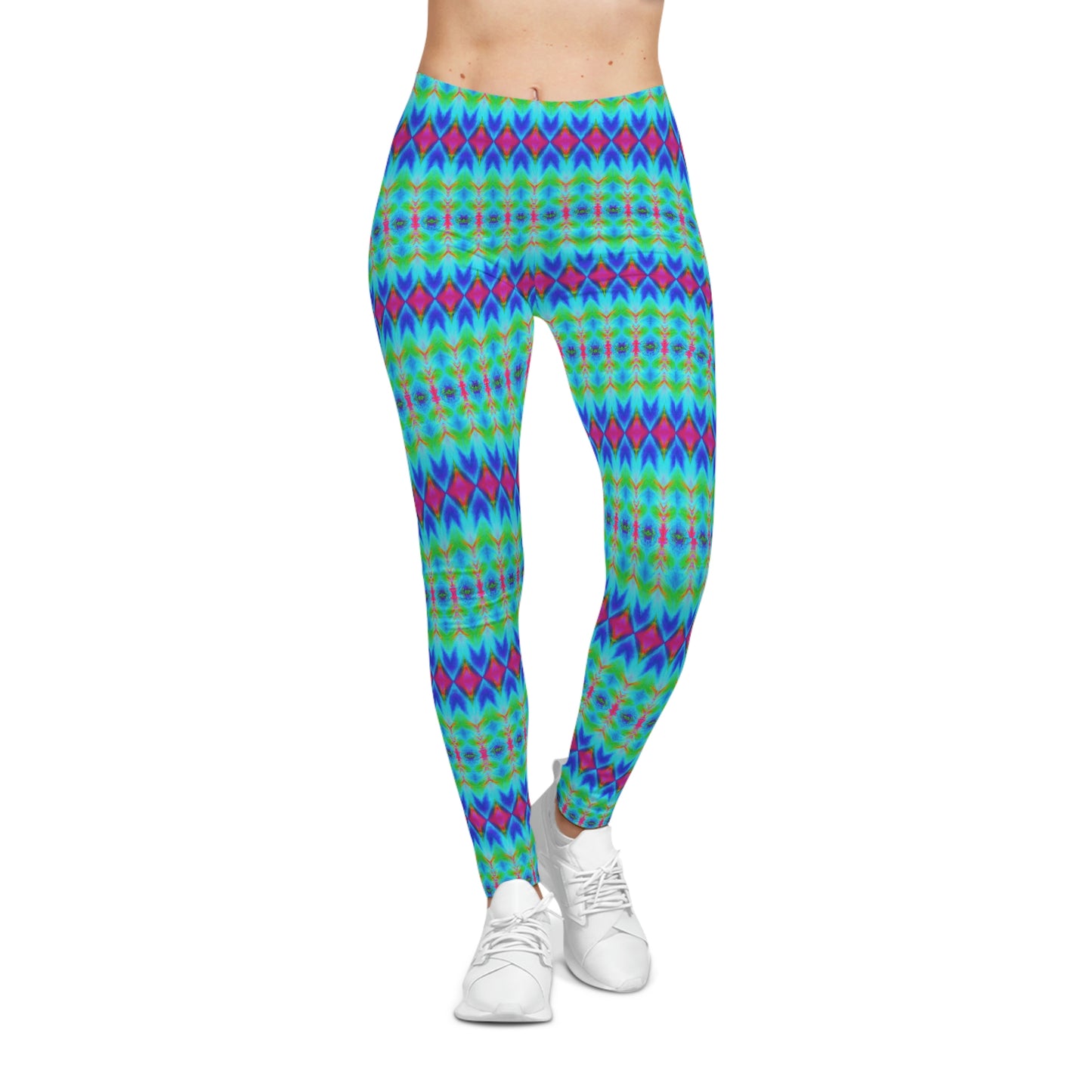 Argyle Tie-Dye - AI Art - Women's Casual Yoga Leggings