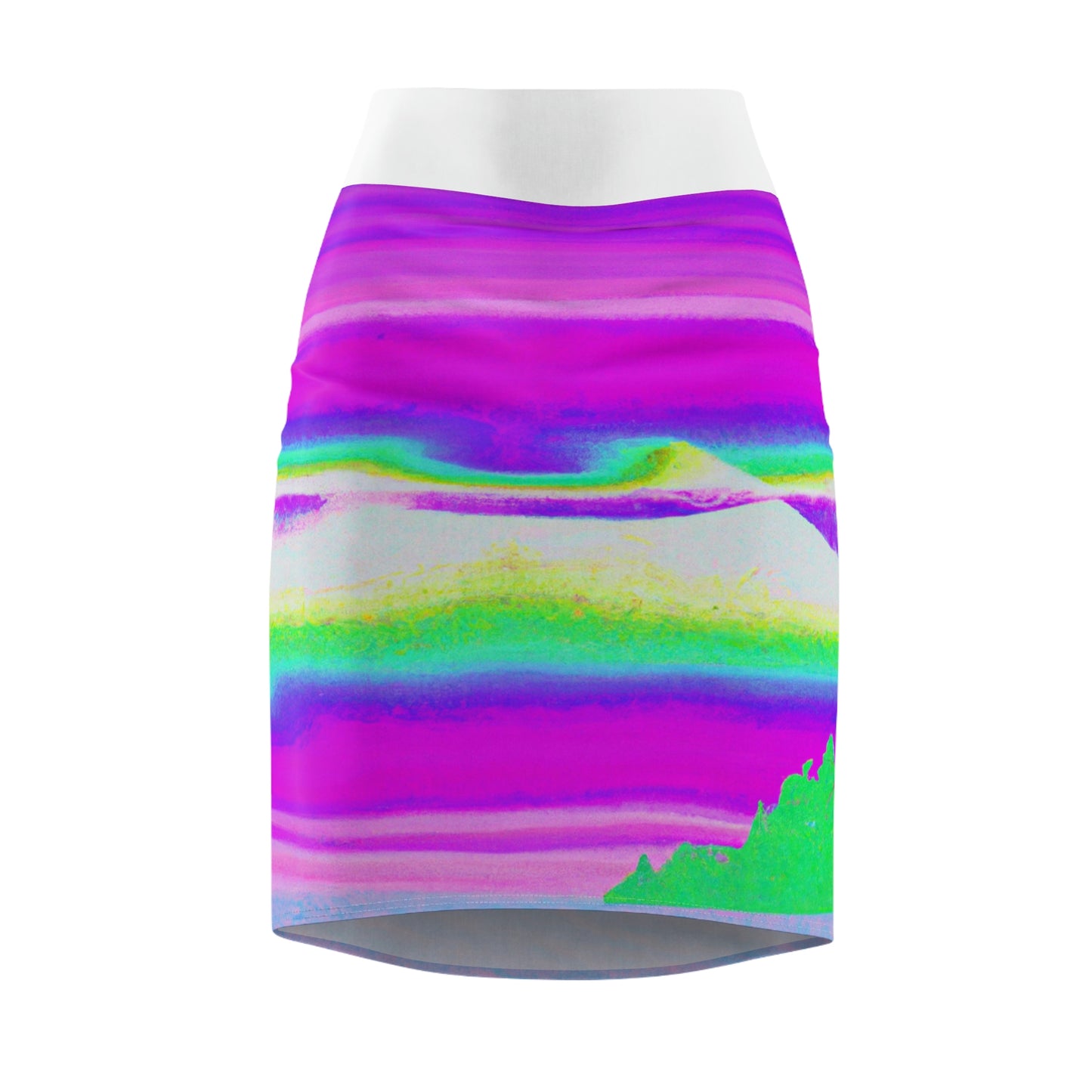 Hyperwave Island (Surfer Style) - AI Art - Women's Pencil Skirt