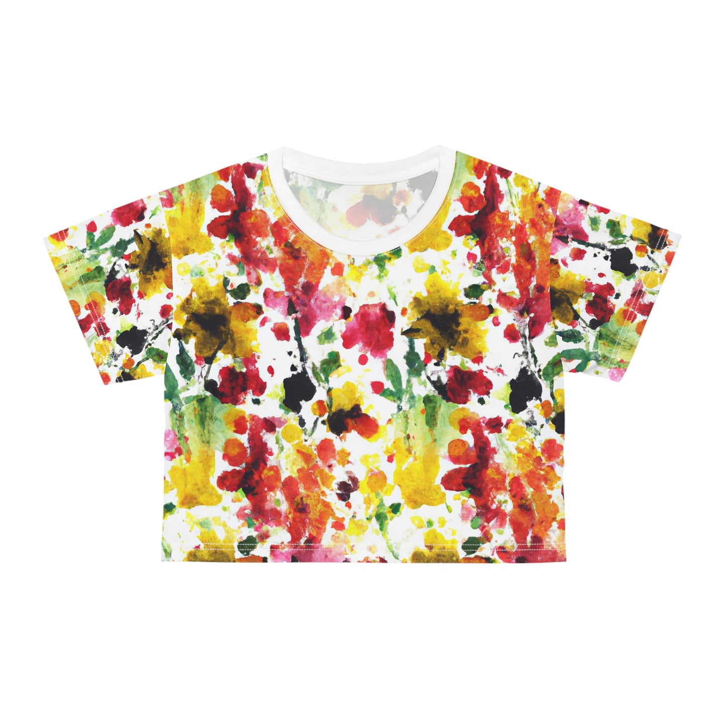 Floral Watercolor (RGYB) - AI Art - Crop Tee