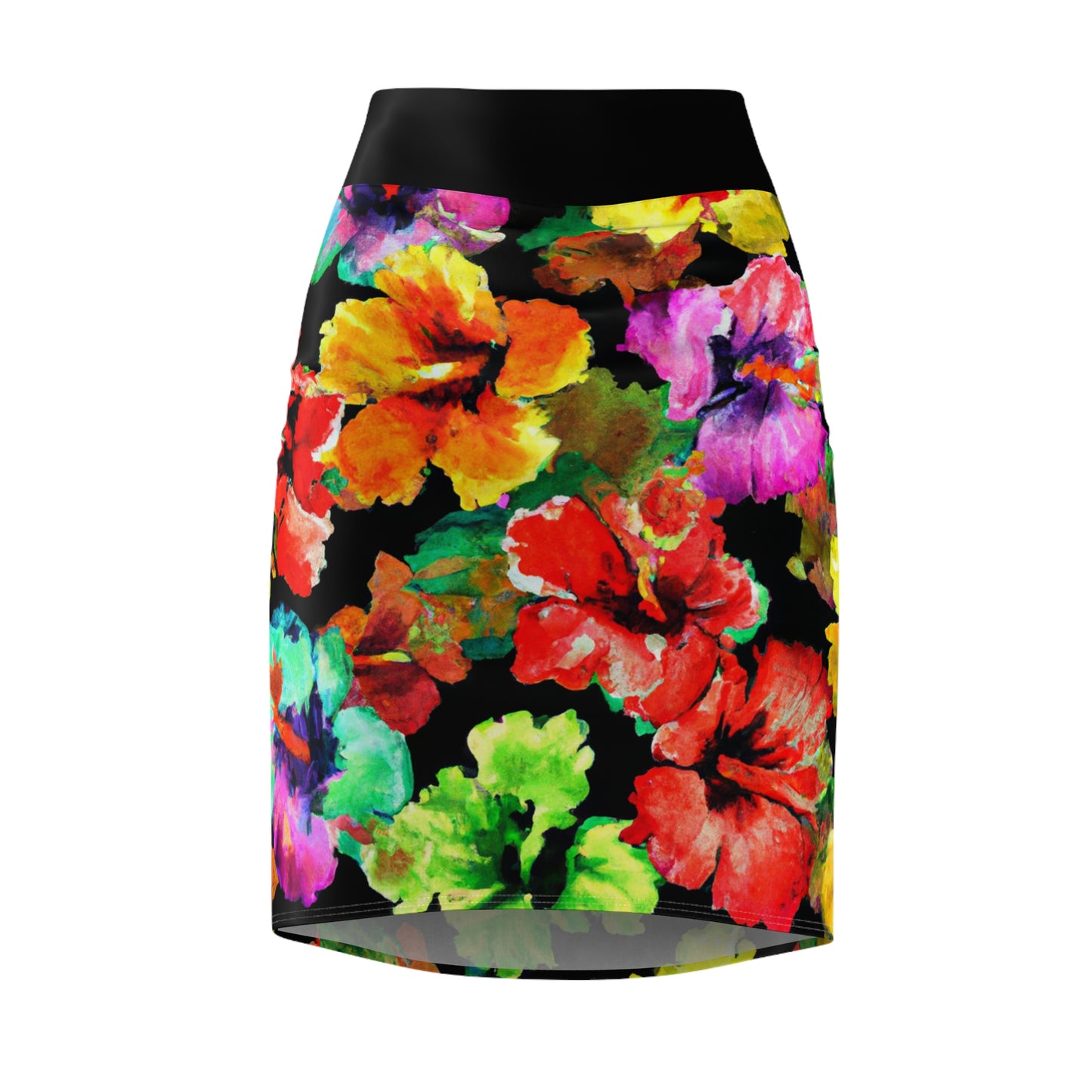 Hibiscus Watercolor 1 - AI Art - Women's Pencil Skirt