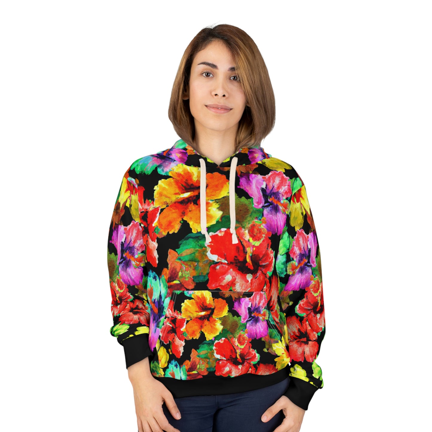 Hibiscus Watercolor 1 - AI Art - Pullover Hoodie