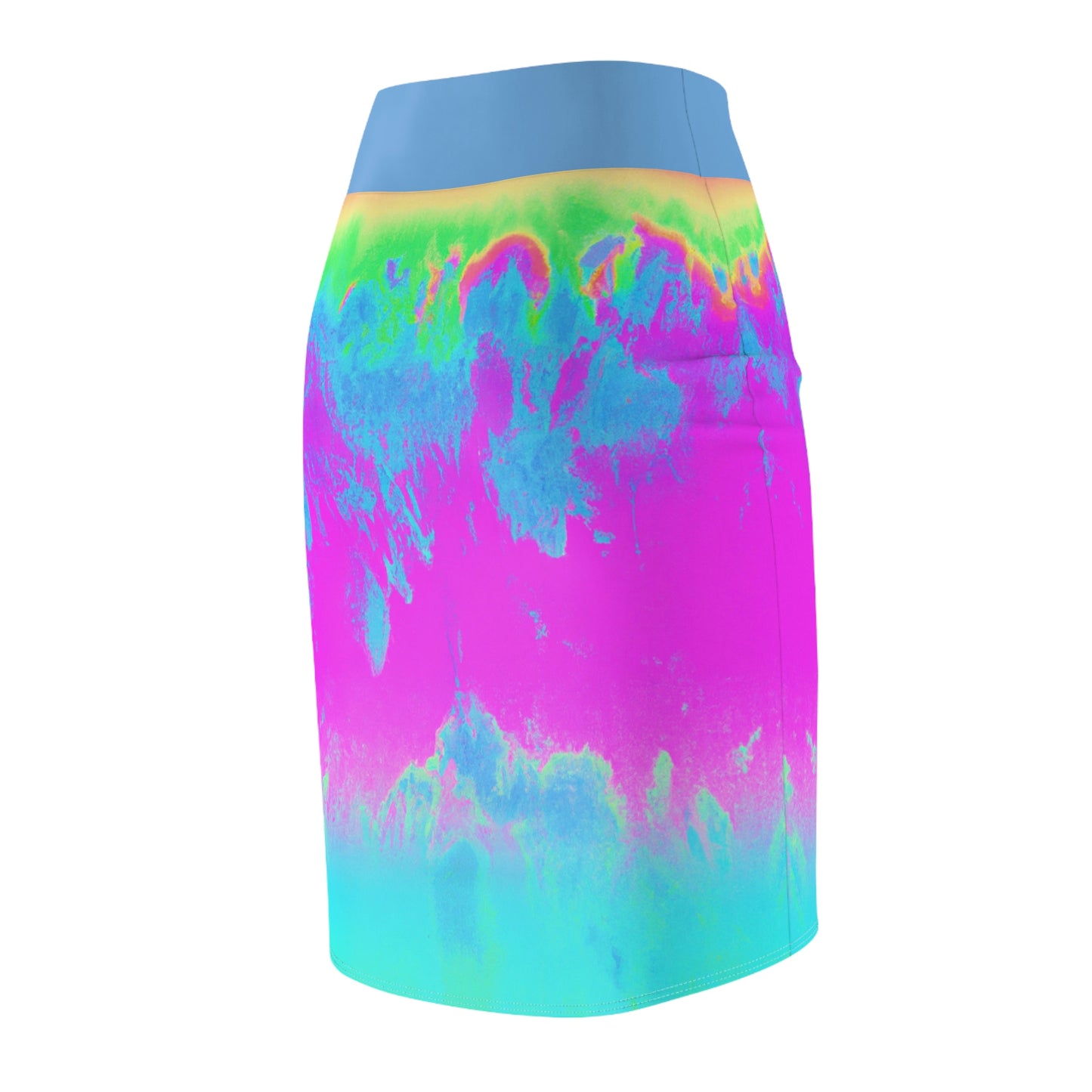 Hyperwave Pink/Blue/Green - AI Art - Women's Pencil Skirt