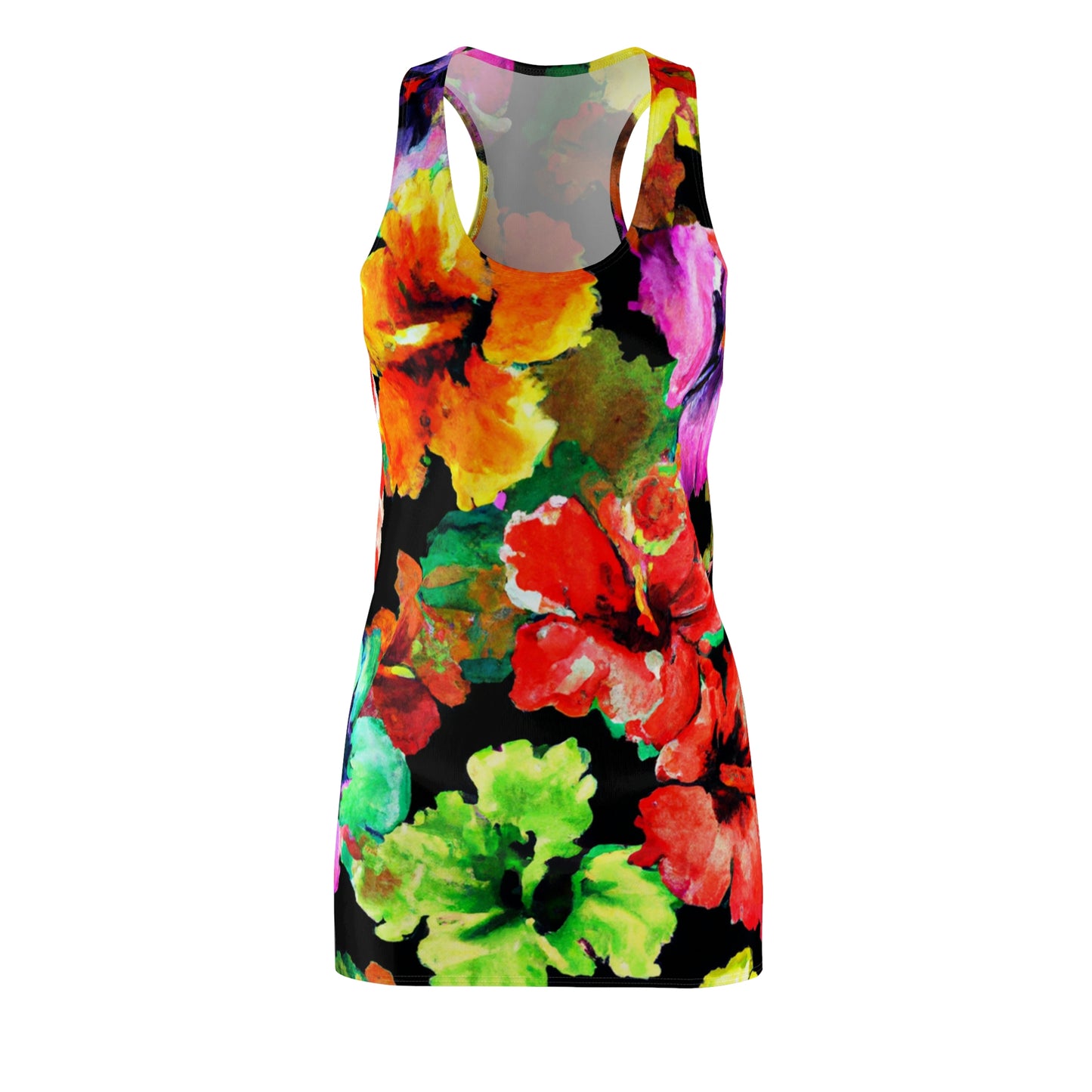 Hibiscus Watercolor 1  - AI Art - Women's Cut & Sew Racerback Dress