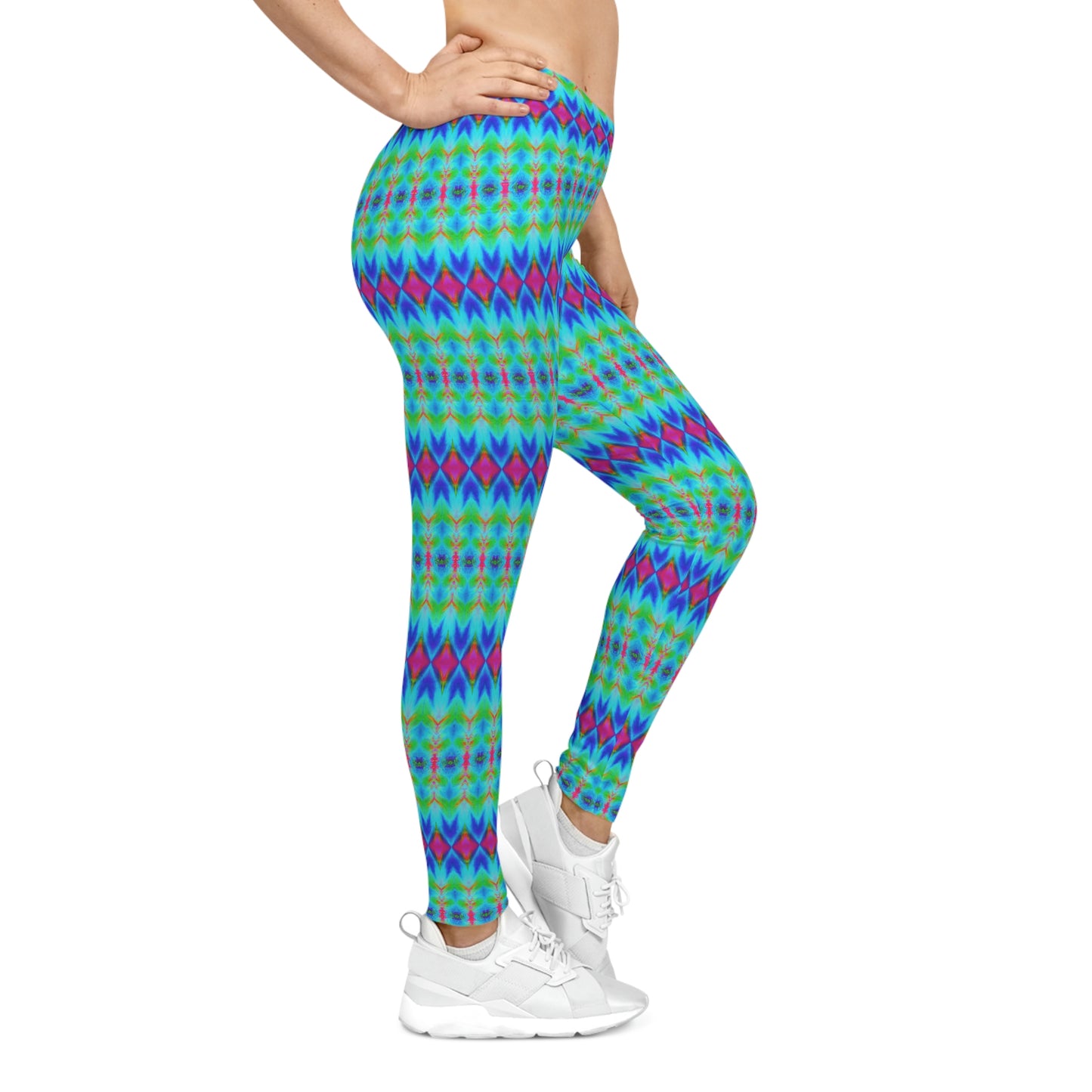 Argyle Tie-Dye - AI Art - Women's Casual Yoga Leggings